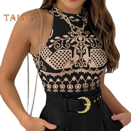 Women Two Piece Short Set Sleeveless Round Neck Vest Top High Waisted Shorts Set with Waist Belt Summer Floral Print Outfit
