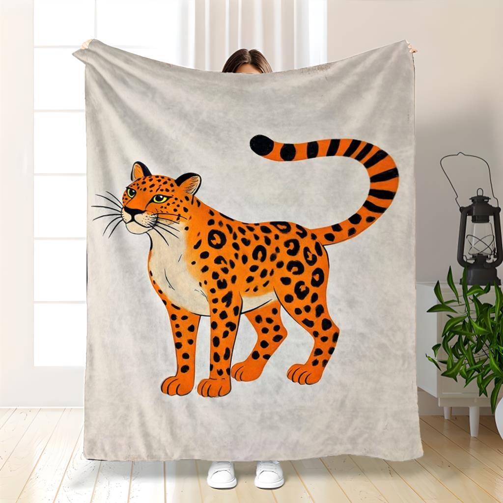 Cozy Retro Orange Tabby Blanket - Soft Cat Lover Vintage Flannel Throw 70x100cm