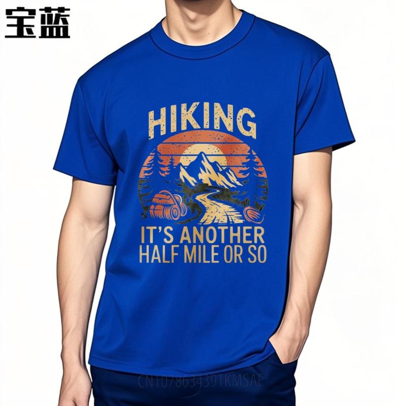 Printed For Men Crew Neck T Shirt Brand Hiking Mountain Sunset Trail Backpack Nature Adventure Hike Hiphop Boys Tee Shirt