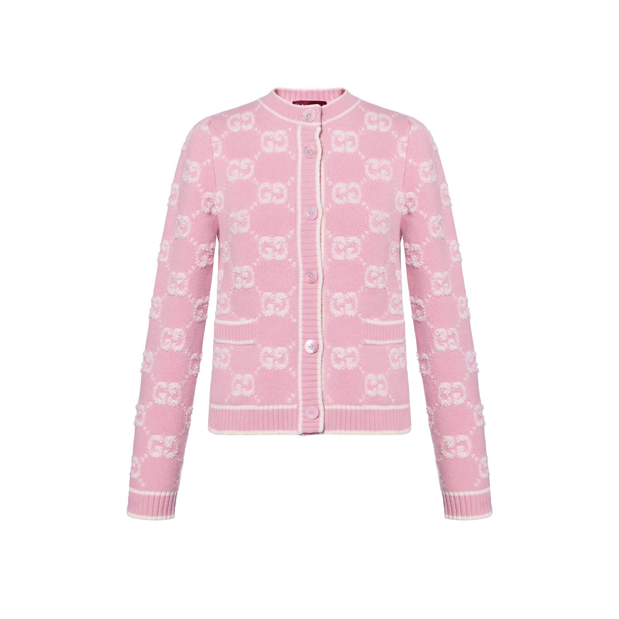 GUCCI Logo Intarsia Button Up Cardigan