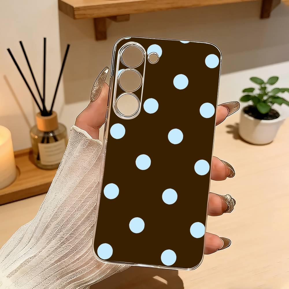 Ins Style P-Polka Dot Vintage Phone Case For Samsung Galaxy A71,A70,A52,A51,A40,A30 Transparent Cover