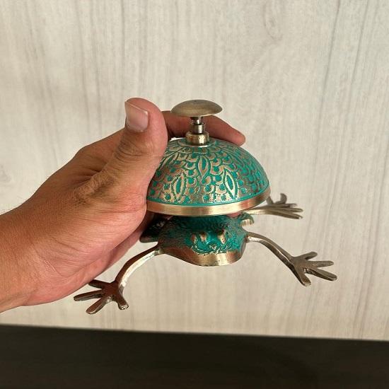 Tischglocke, Frosch-Tischglocke mit grünem Finish, Büro-Rufglocke, Rezeptionstischglocke, Weihnachtsgeschenk, Heim- und Bürodekoration