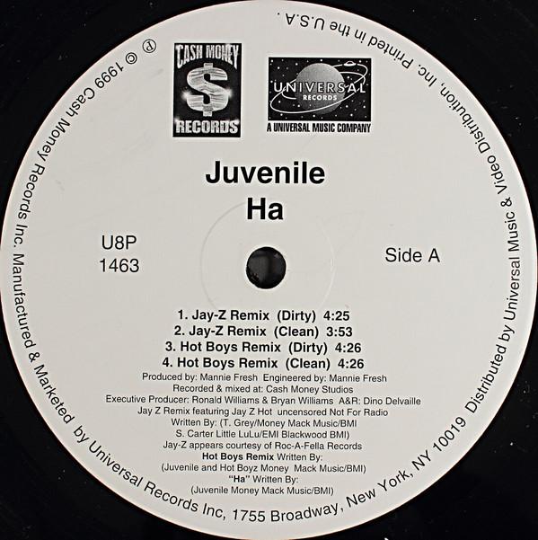 

12inch Record JUVENILE - Ha U8P1463 Cash Money Reco 1999 US Rap & Hip-Hop/R&B Used