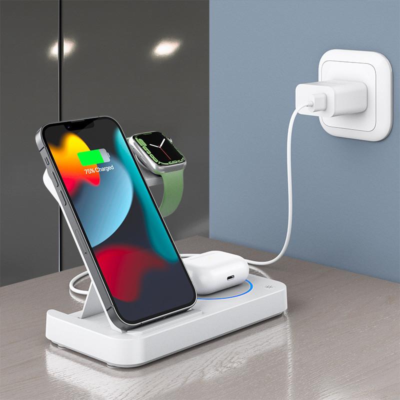New Foldable Four-in-one Wireless Charger For Apple Watch Earphones And Phone Fast Charging 25w Power Output