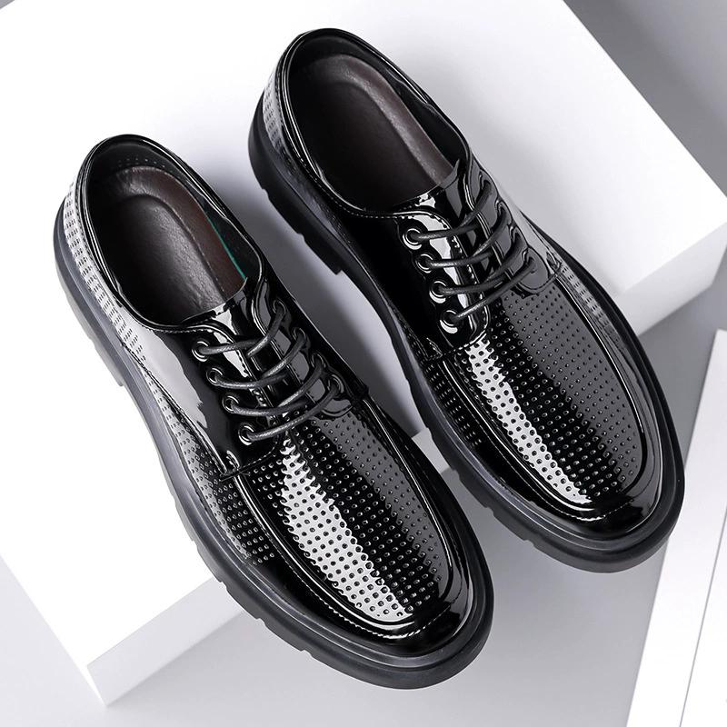 Summer Fashion Formal Men Shoes Punch Lace Breathable Hollow Business Dress Shoes Genuine Leather Casual Sandals Oxfords