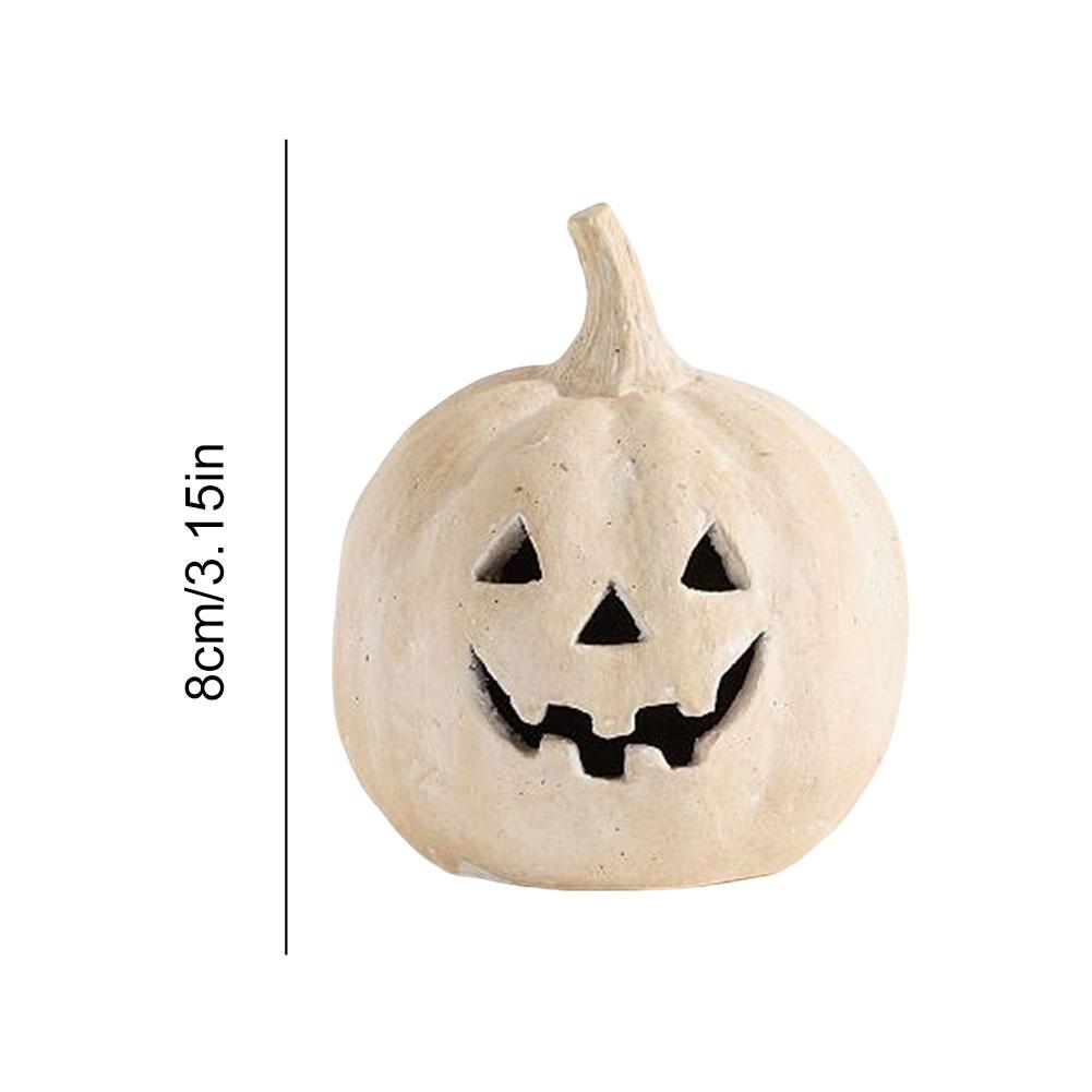 Halloween Pumpkin Lantern Decorative Hand-Carved Pumpkin Table Ornament Handcrafted Jack O Lantern Shade Home Room Decoration