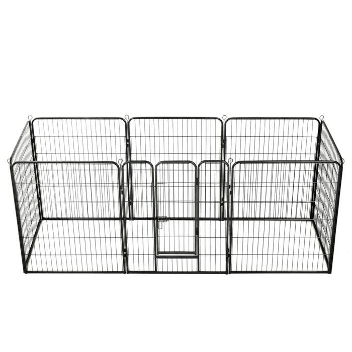 Parc pour chiens - vidaXL - 8 panneaux - Acier - 80 x 100 cm - Noir