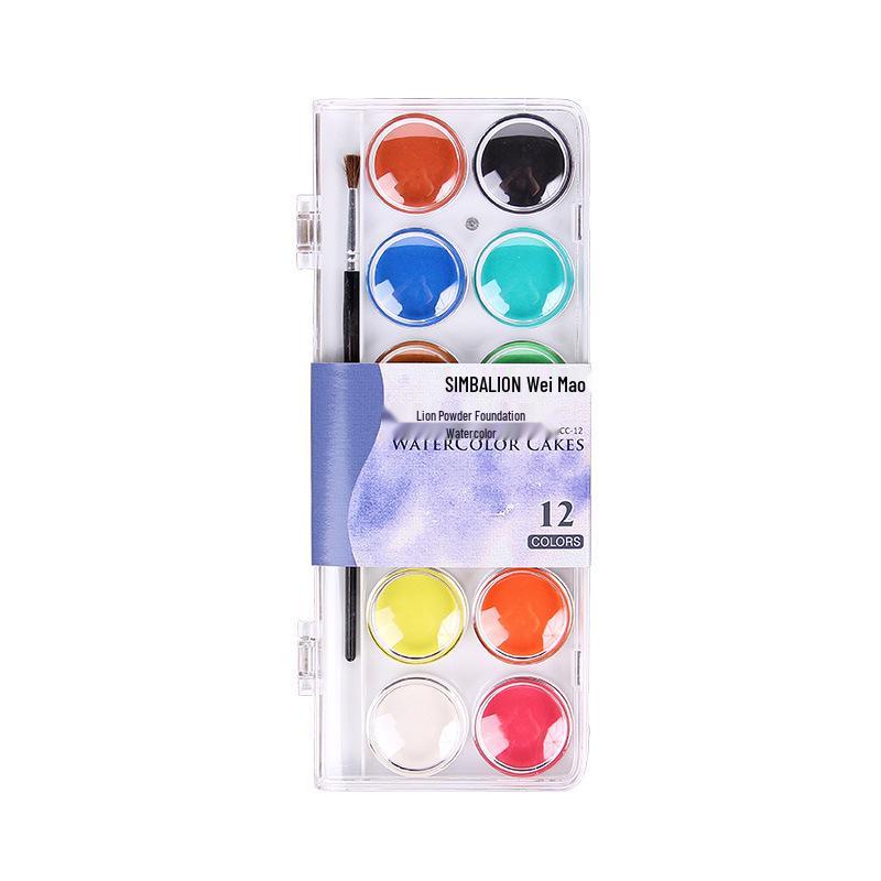 Xiongshi 36-Color Children s Solid Watercolor Paint Set with Compact Transparent Case Compact Case