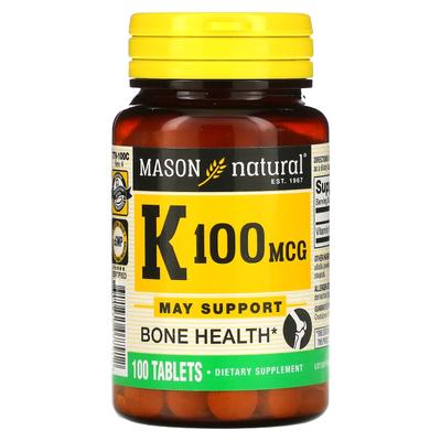 Mason Natural, Vitamin K, 100 mcg, 100 tabletter