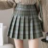 Falda Cuadros Tartán Harajuku Y2K Faldas Plisadas Cuadros Sexy Mini Faldas de Tenis Botón Lateral Faldas Cintura Alta Femenina