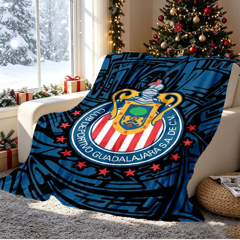 Club Deportivo Guadalajara Pattern Blanket for Home Decoration, Bed, Sofa, Car Travel, Camping, Suitable for All Seasons, Birthday Christmas Gift
