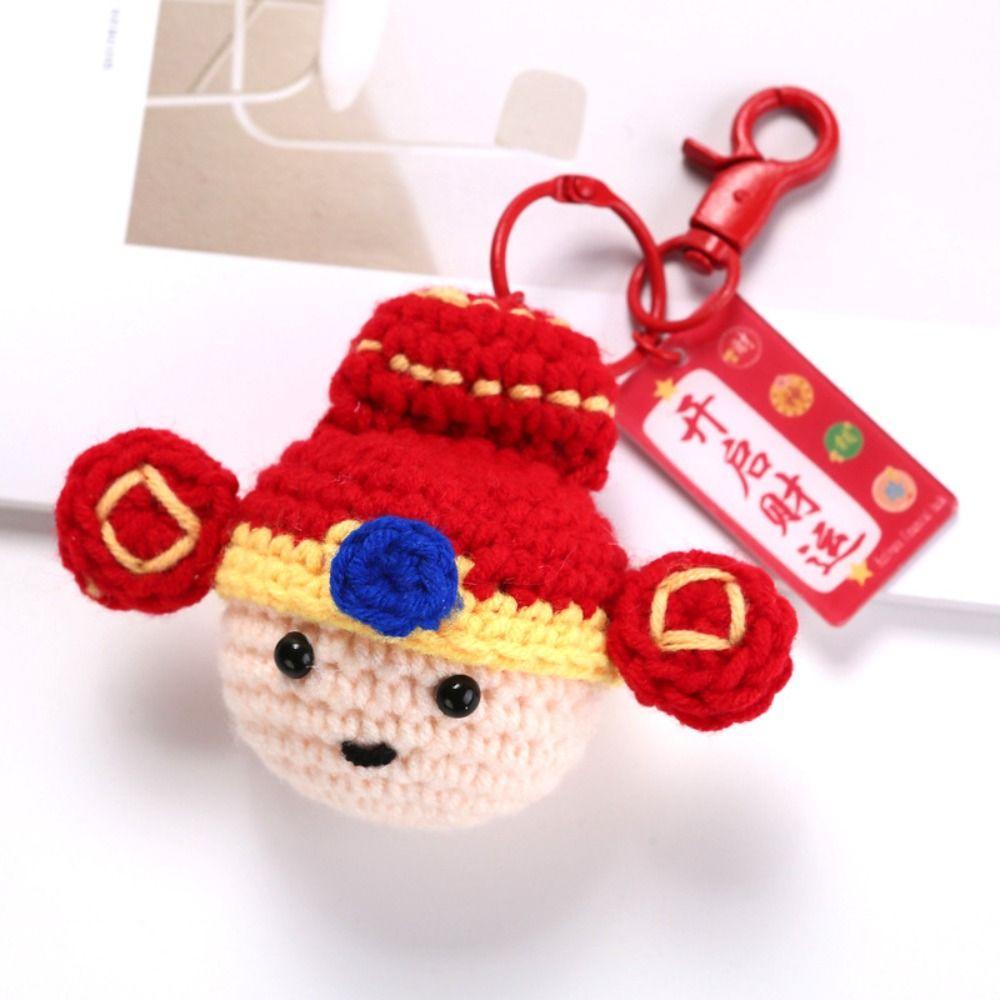 New Year Fu Bag Keychain Cartoon Knit Doll Pendant Fashion Lucky Keychain  Birthday Gifts