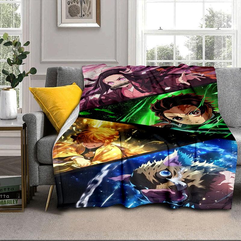 Anime Slayer Adventure Blanket Flannel Blanket for Bed, Sofa, Camping, Hiking, Picnic Essentials, Gift for Family Fan Gifts