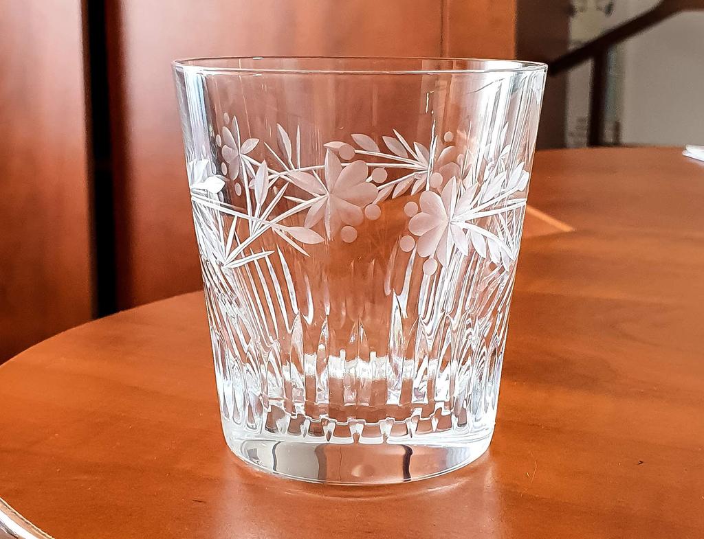 Bohemian Glass Hand-Cut Whiskey Glasses, Set of 2, 20A24/SV704/260-2