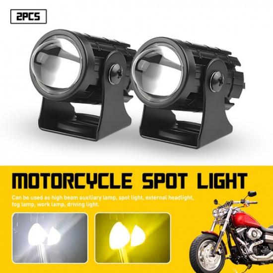 2X LED Headlight Motorcycle Yellow White Hi/Lo Spot Light Work Driving Fog Lamp