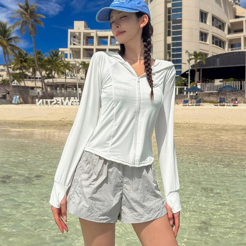 Women's 4-Piece Long Sleeve Hooded Swimsuit - Slimming, Sun-Protective, and Conservative for Beach & Hot Springs
