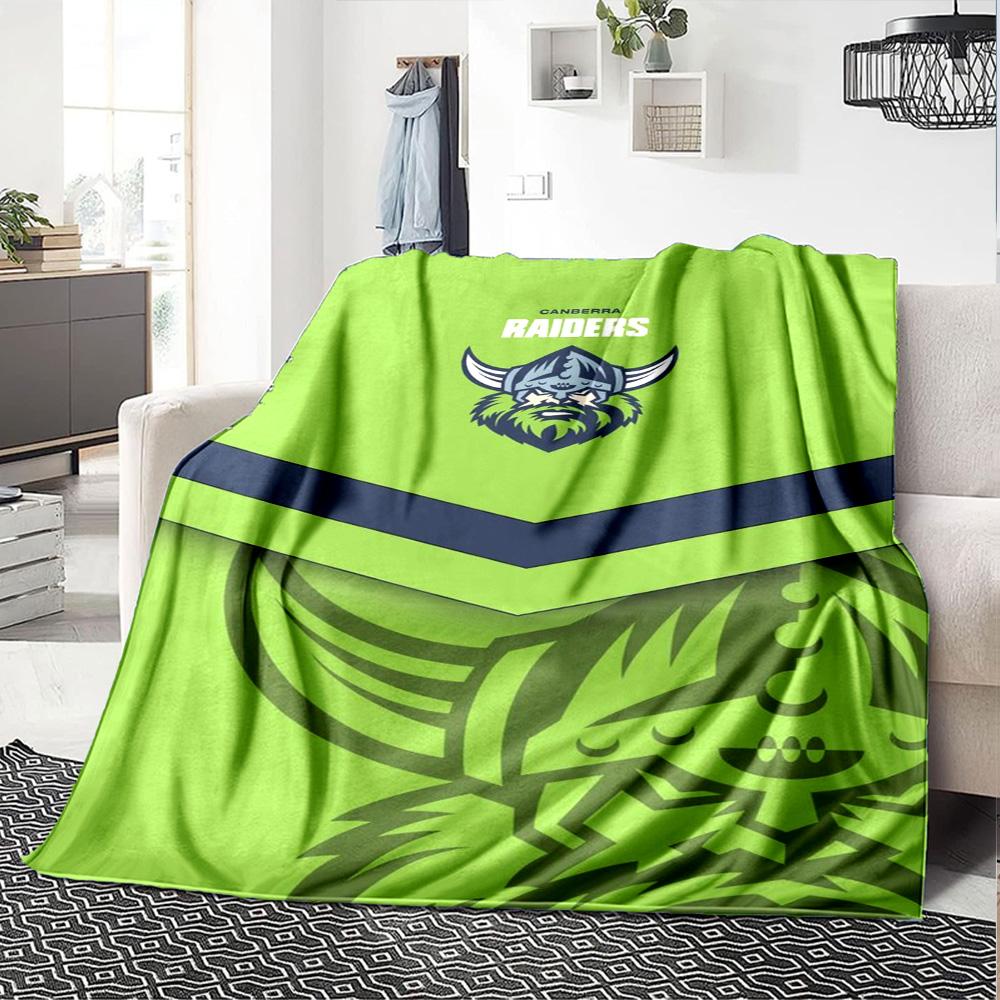 Canberra Raiders Logo Print Flannel Blanket High Quality Warm Comfortable Cover for All Seasons Perfect for Gifts Home Decor