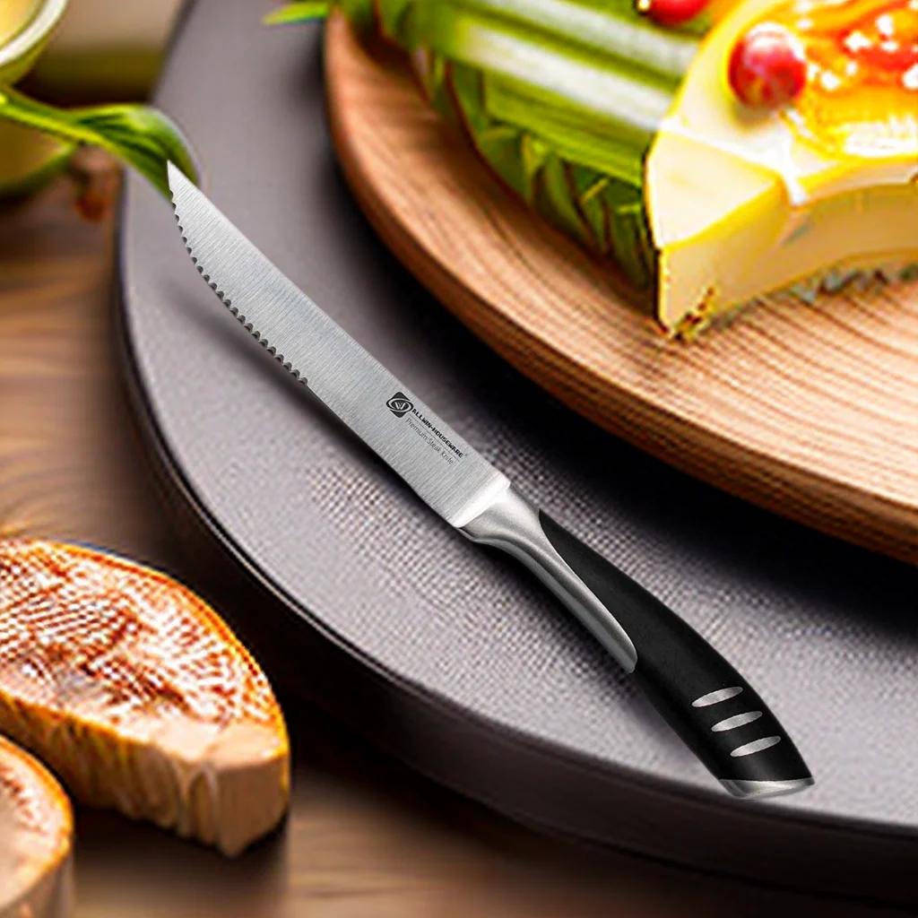 4/6/8 Deutsches Steakmesser-Set aus kohlenstoffhaltigem Edelstahl, Tafelmesser und Tafelgabel-Set, doppelt geschmiedetes Tafelmesser mit vollem Griff