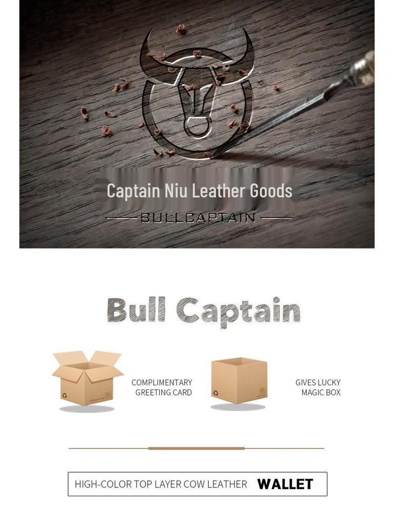 Portofel Lung Bifold Retro pentru Bărbați din Piele Naturală de Vacă Captain - Ceară de Ulei, Portmoneu pentru Monede de Capacitate Mare