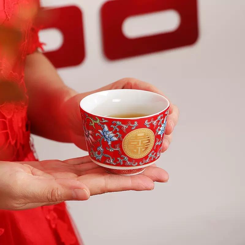Enamel Colored Tea Cup Set, Tea Pot Set, Wedding Celebration Tea Joy Tea Cup, Creative High Grade Hand Gift