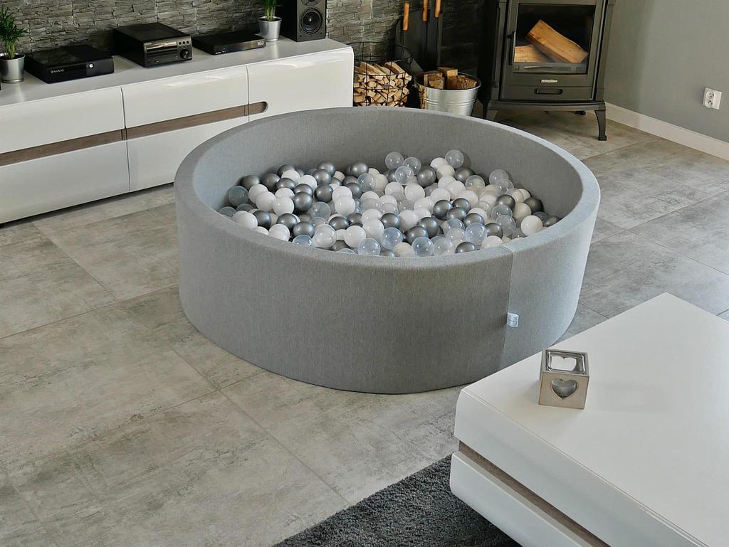 Dry pool 110x40cm gray with 500 balls: turquoise, gray, pearl