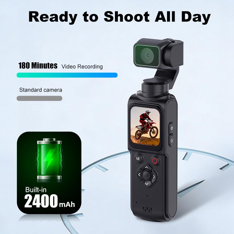 4K Handheld Vlogging Camera with WiFi—Outdoor Pocket Gimbal Camera,Handheld Video Camcorder with Audio & Video Recording