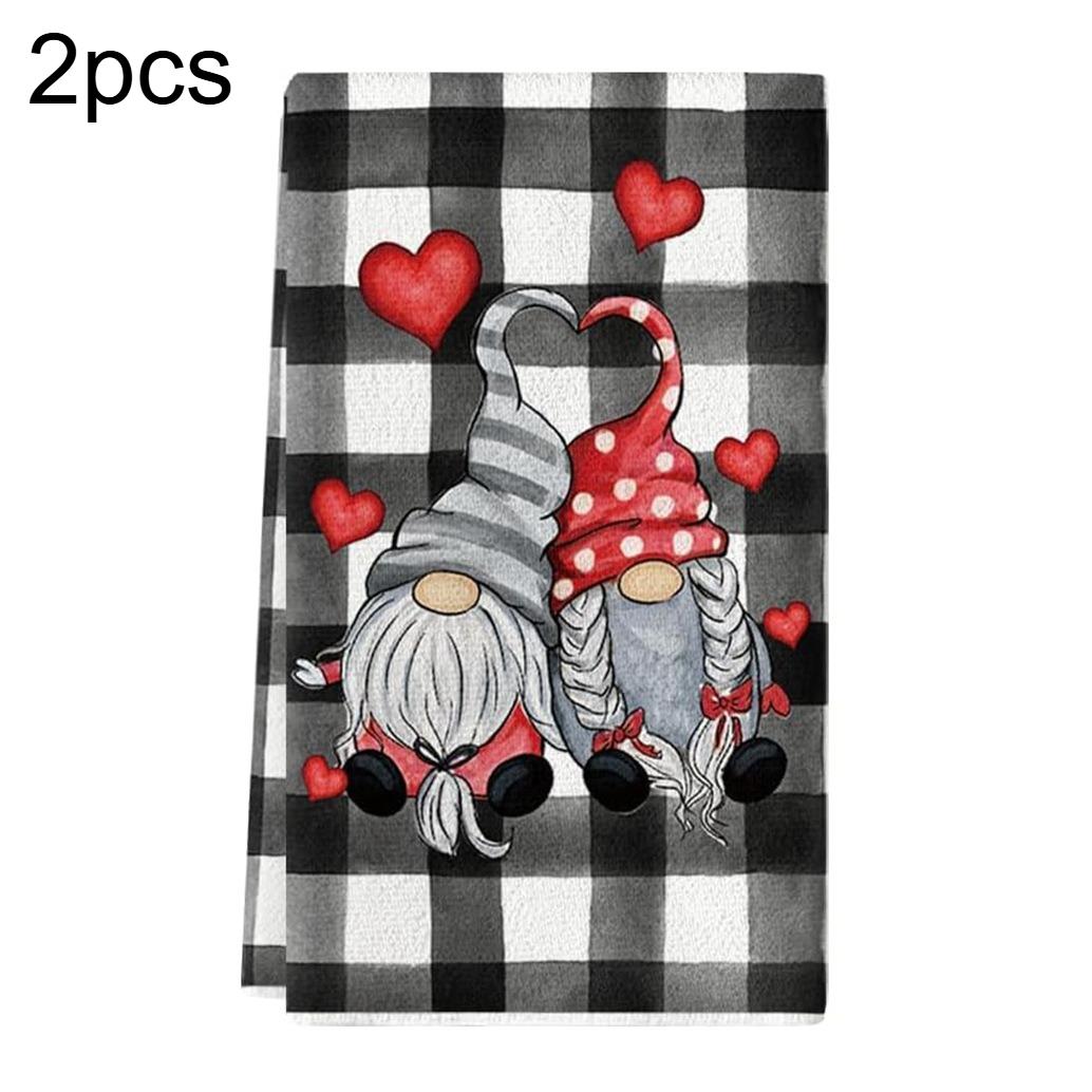 

2pcs Dish Towels Heart Pattern Microfiber Absorbent Kitchen Hand Towel, Suitable for Home Cooking, Baking, Bathroom Cleaning