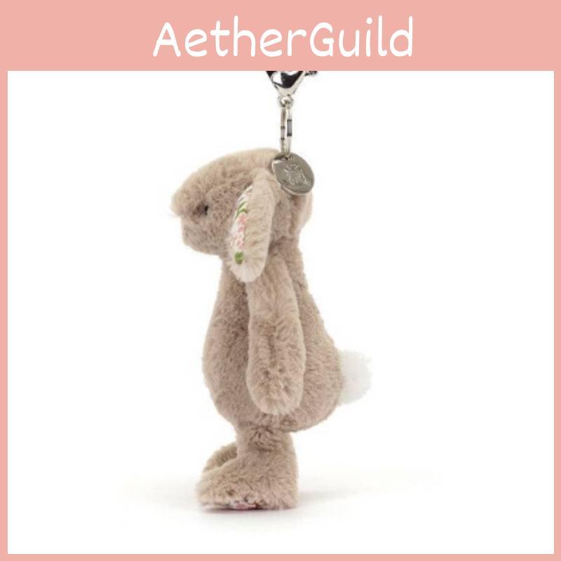 Plush Jellycat Rabbit Pendant With Floral Ear Design For Daily Bag Decoration