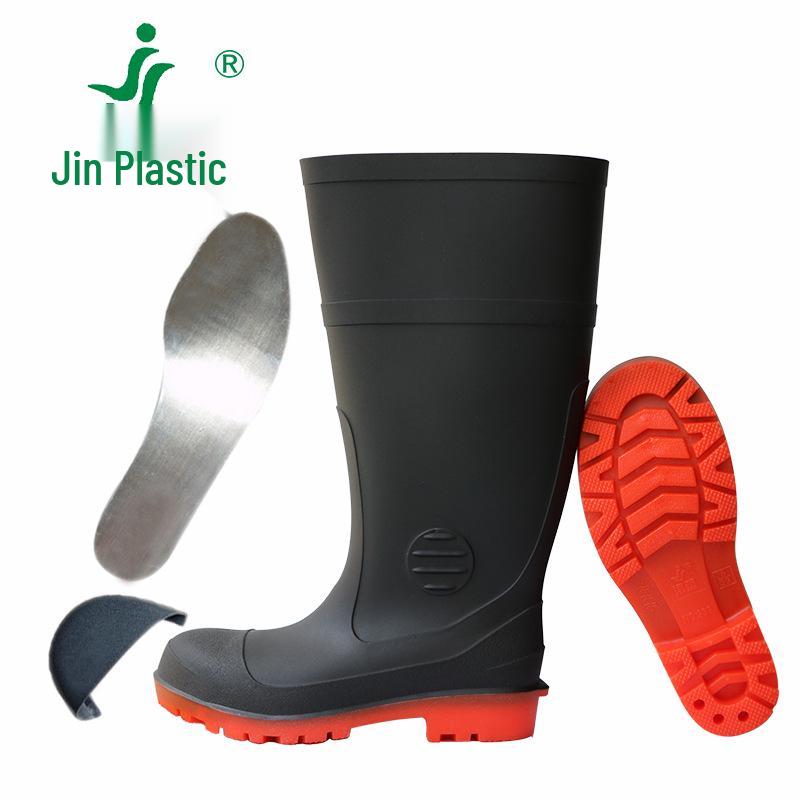 Men's Steel Toe and Sole Rain Boots, Anti-Smash, Anti-Puncture, Thickened Rubber for Labor Protection.