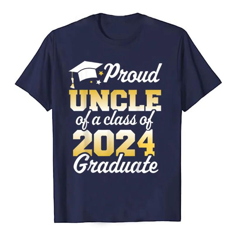 Proud Mom of A Class of 2024 Graduate Mother Senior Family T-Shirt Funny Dad Aunt Uncle Grandma Grandpa Sister Brother Tee Tops
