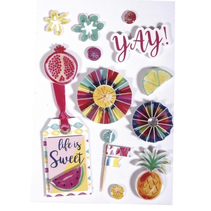 3D Paper Sticker - Summer Party - Multicolor - 13 Pieces - Special Effects - Mixed