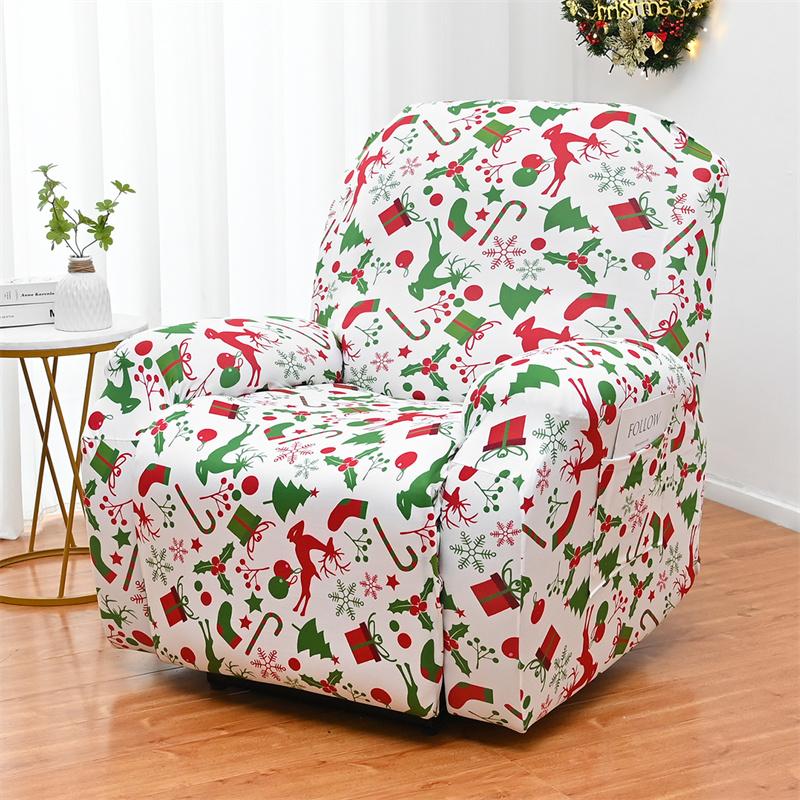 Christmas Gift Recliner Sofa Cover Non Slip Armchair Covers Stretch Spandex Lazy Boy Chair Slipcovers Xmas Decor