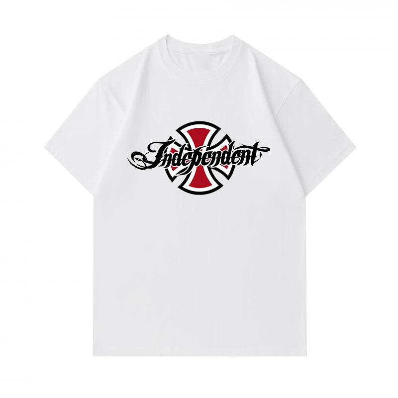 Men's 100% Cotton Crew Neck Short Sleeve T-Shirt, Retro Tribal Cross Graphic Print Casual Soft Breathable Summer Tee Top for Daily Street Wear