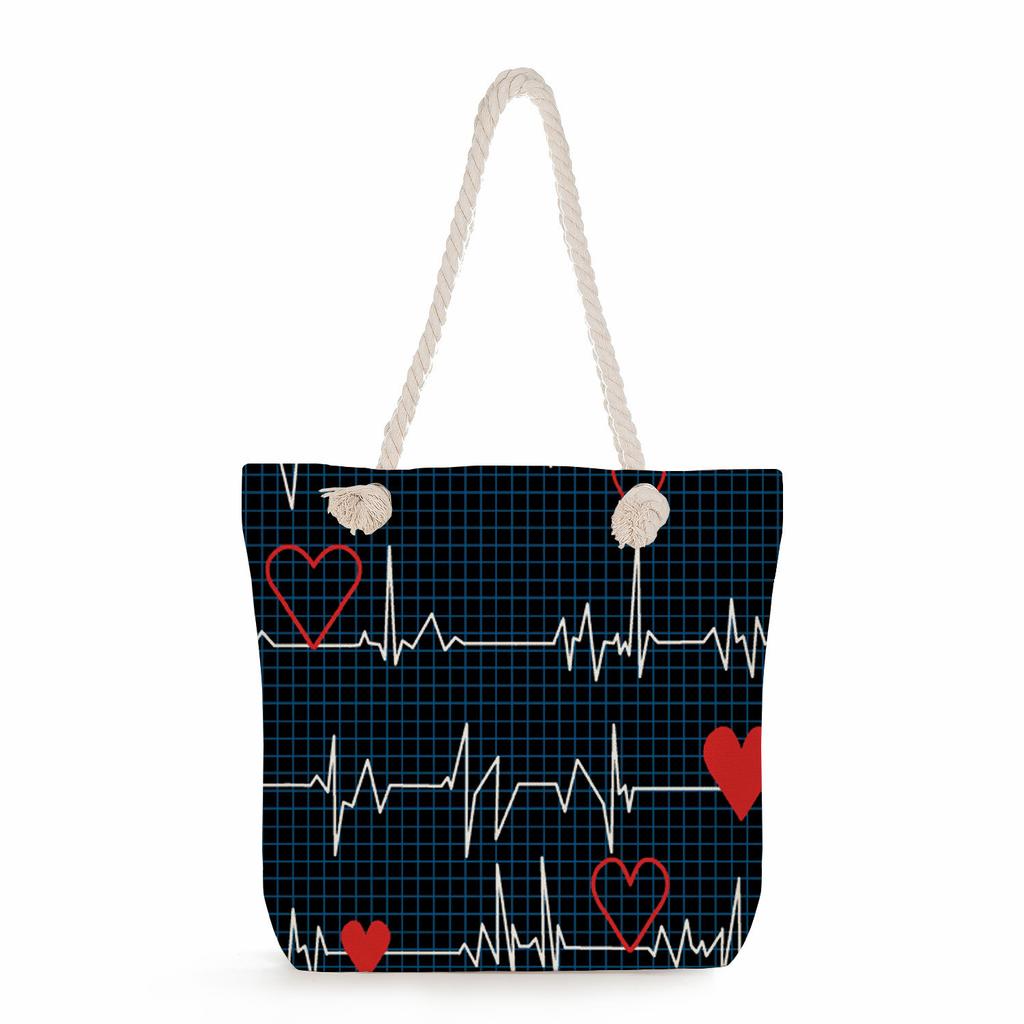 Multifunctional  Nurses Series Printed Thick Rope Shoulder Beach Bag 7589 CLE