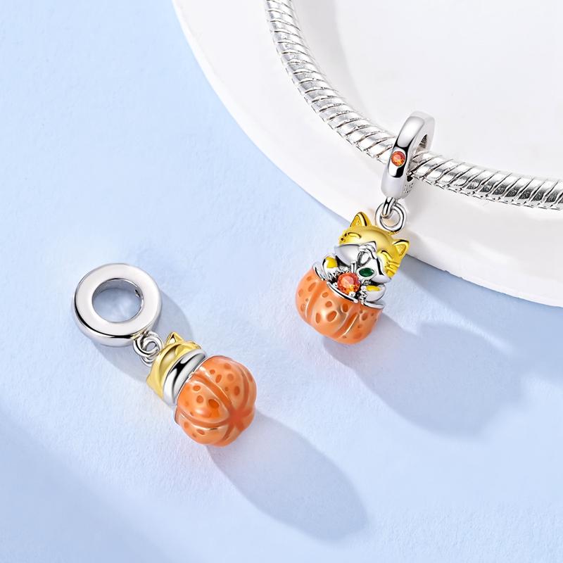 New In Charms Copper Maple Leaves Yellow Pendant Beads Jewelry Fit Pan Original Bracelet Diy For Women Gift