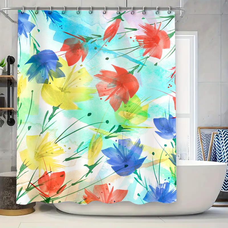 

Beach Storm Shower Curtain Waterproof Printing Home Decor Bathing Tubs Decoration Rainstorm Blue Print Bathroom Accessories Size W60H190(CM)-1 Pcs