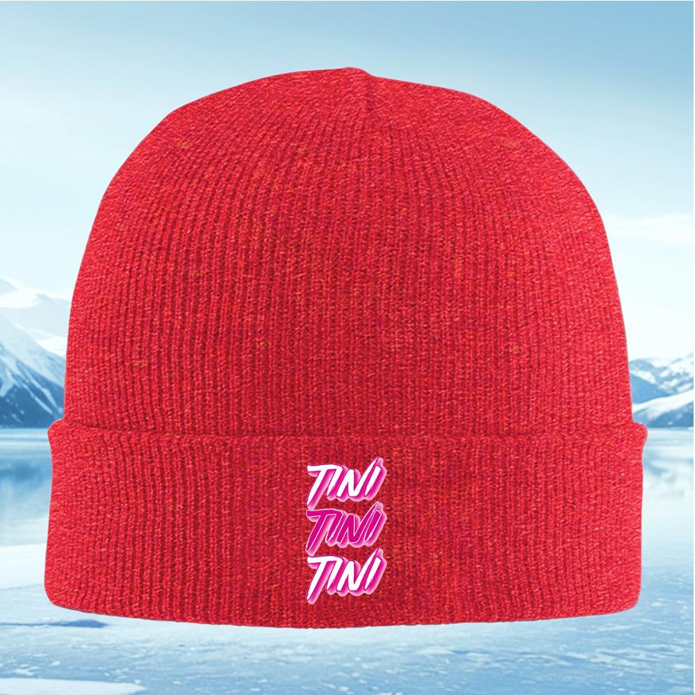 Pink letters white outline shadow Men Women Unisex Knitted Hat Beanie Pullover Cap Winter Thermal Warm Christmas Outdoor Cyclin