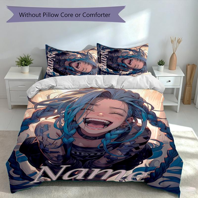 3pcs Custom Name Jinx Set,Includes 1 Duvet Cover and 2 Pillowcases,All-season Bedroom Decor