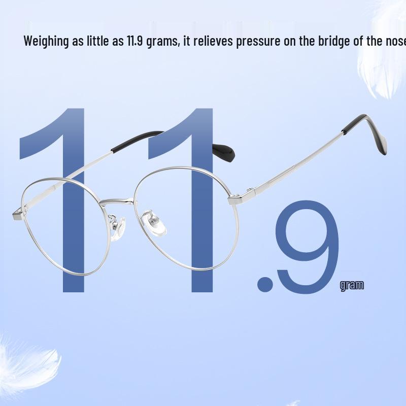 Baishifen Lightweight Non-Magnetic Titanium Retro Round Eyeglass Frame for Small Faces (1010TH)