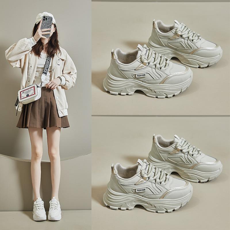 New dad shoes for women, spring student sports running shoes, casual shoes with heightened thick soles