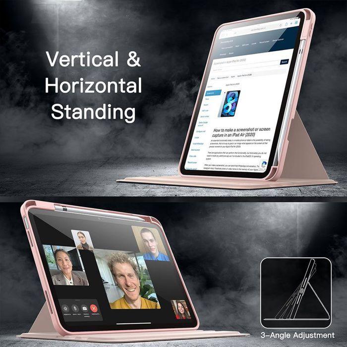 Coque Rotative - BOOLING - pour iPad A16 (11") / iPad 10 2022 - avec Porte-Stylet - Verre Trempé - Rose