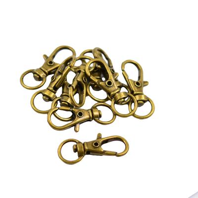 10 ganci girevoli con moschettone, portachiavi, portachiavi, 32x12 mm, bronzo vintage