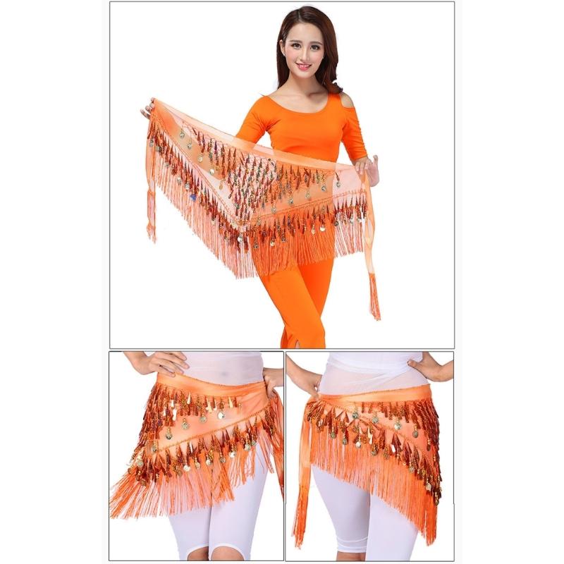 Sparkling Belly Dance Costume Waist Belt Chiffion Scarf with Blingbling Sequins Stage Dancing Shows Sequins Practicing