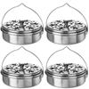 4 Pieces Mosquito Coil Holder Portable Mosquito Incense Holder With Handle Round Metal Sandalwood Holder For Home Camping