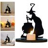 Στολίδι αποκριάτικων μάγισσας Scary Old Witch Desktop Ξύλινο Στολίδι Αποκριάτικο πάρτι Κηροπήγιο Στολίδι Απόκριες Δώρο