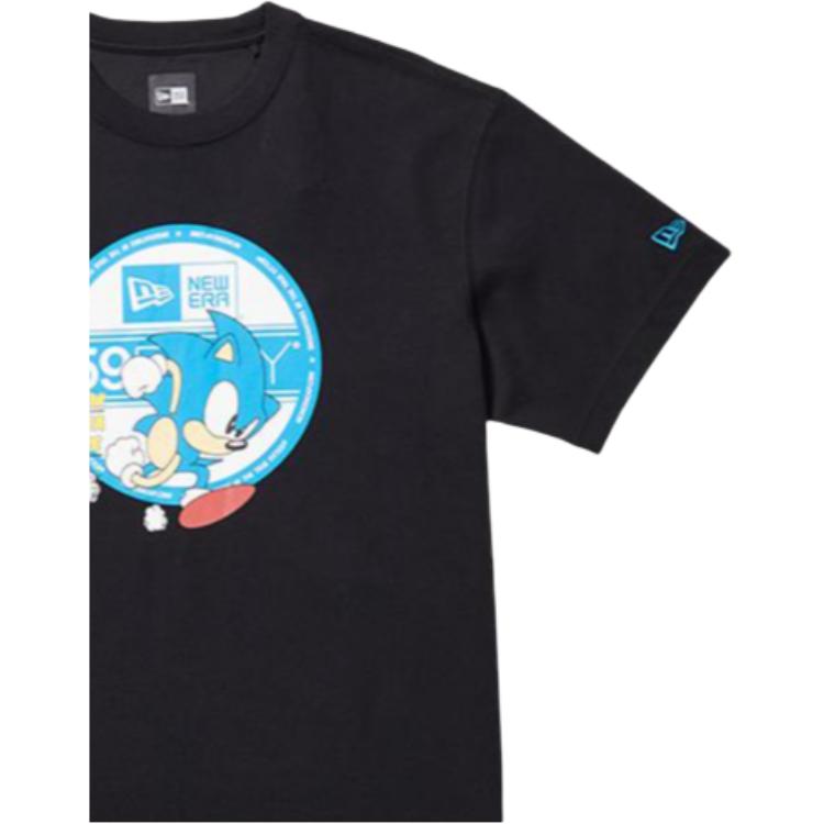 New Era X Sonic The Hedgehog Cartoon Crew Neck T-shirt Unisex Tops Zwart 13037720