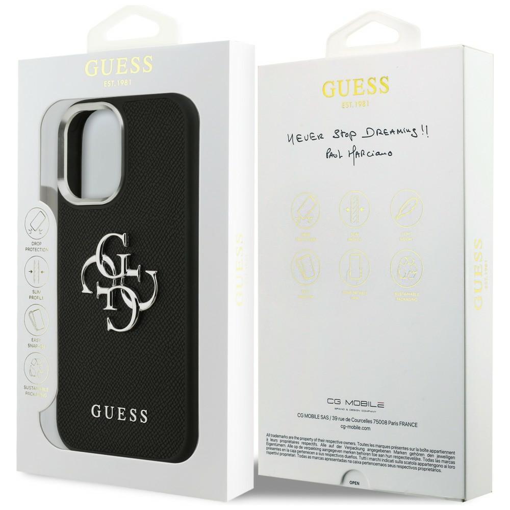 Guess Grained Big 4G Classic Logo case for iPhone 17 black