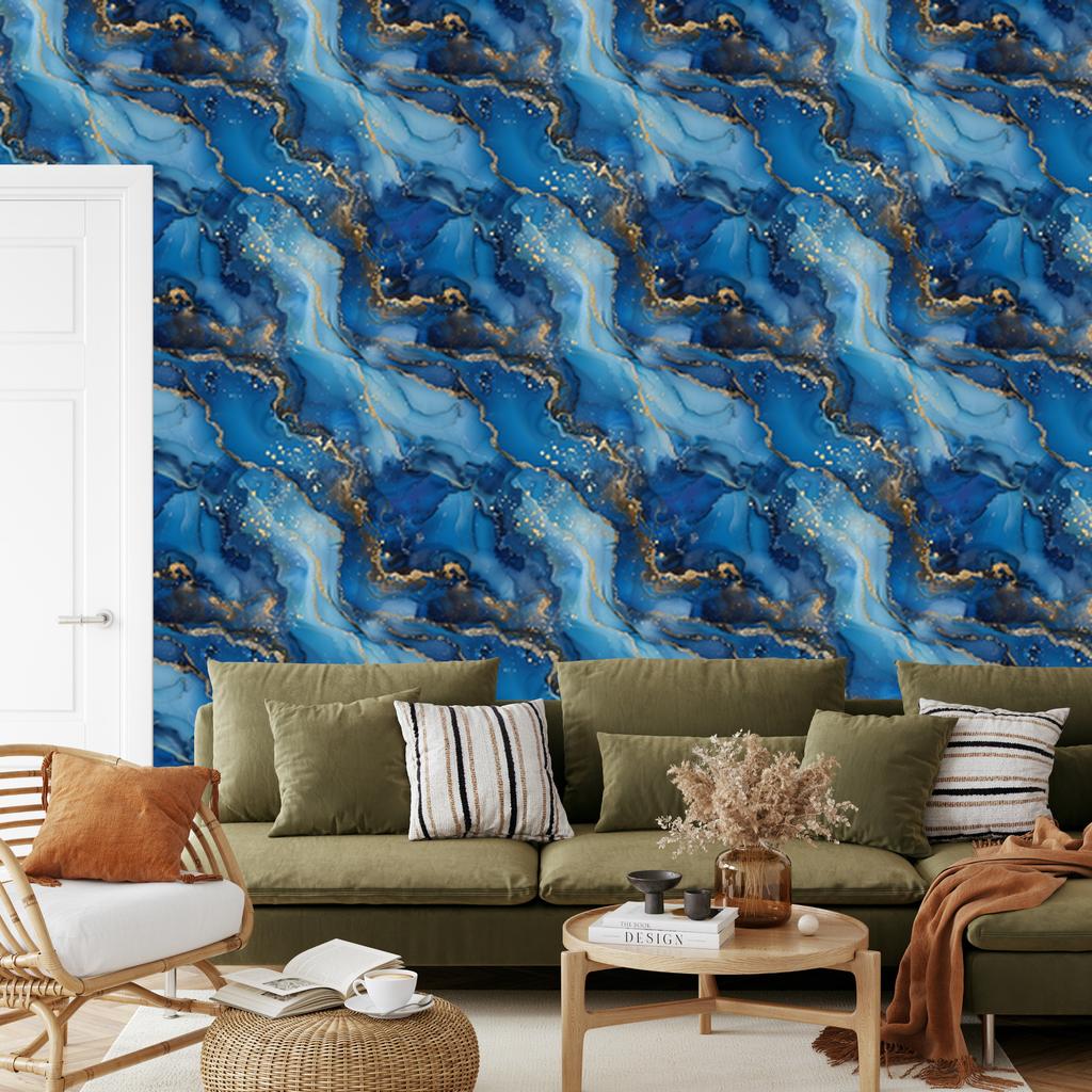 Wallpaper Ink blue, navy blue, turquoise and graphite 50x1000
