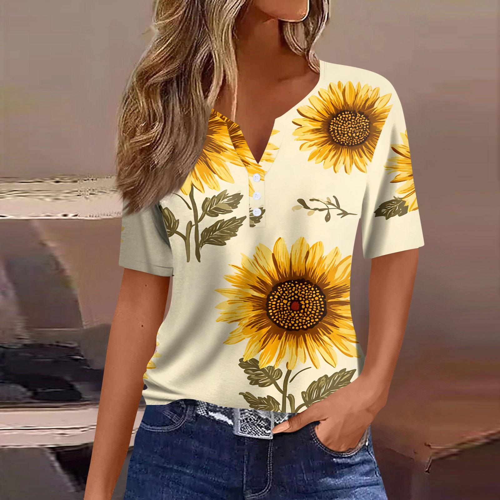 

Женская Блузка Модная и Повседневная Футболка Топ с Коротким Рукавом с Принтом L бежевый