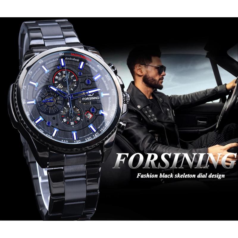 Forsining Vodotesné multifunkčné mechanické hodinky Pánske módne mechanické hodinky